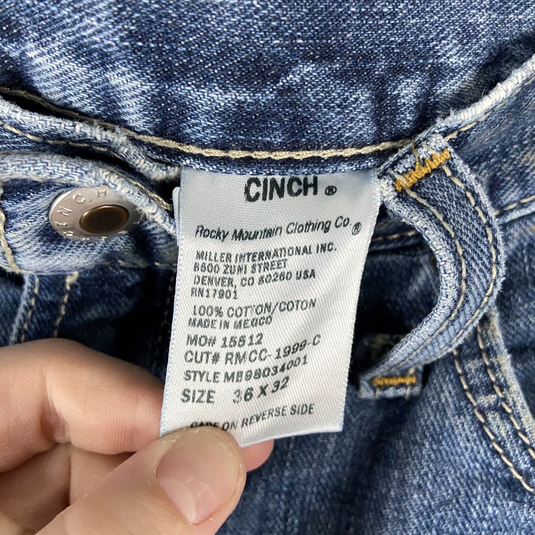Vintage VINTAGE Cinch Jeans Straight Leg Men’s 38x32 Blue Denim Regular Fit Mens Size US 38 / EU 54 - 5 Thumbnail
