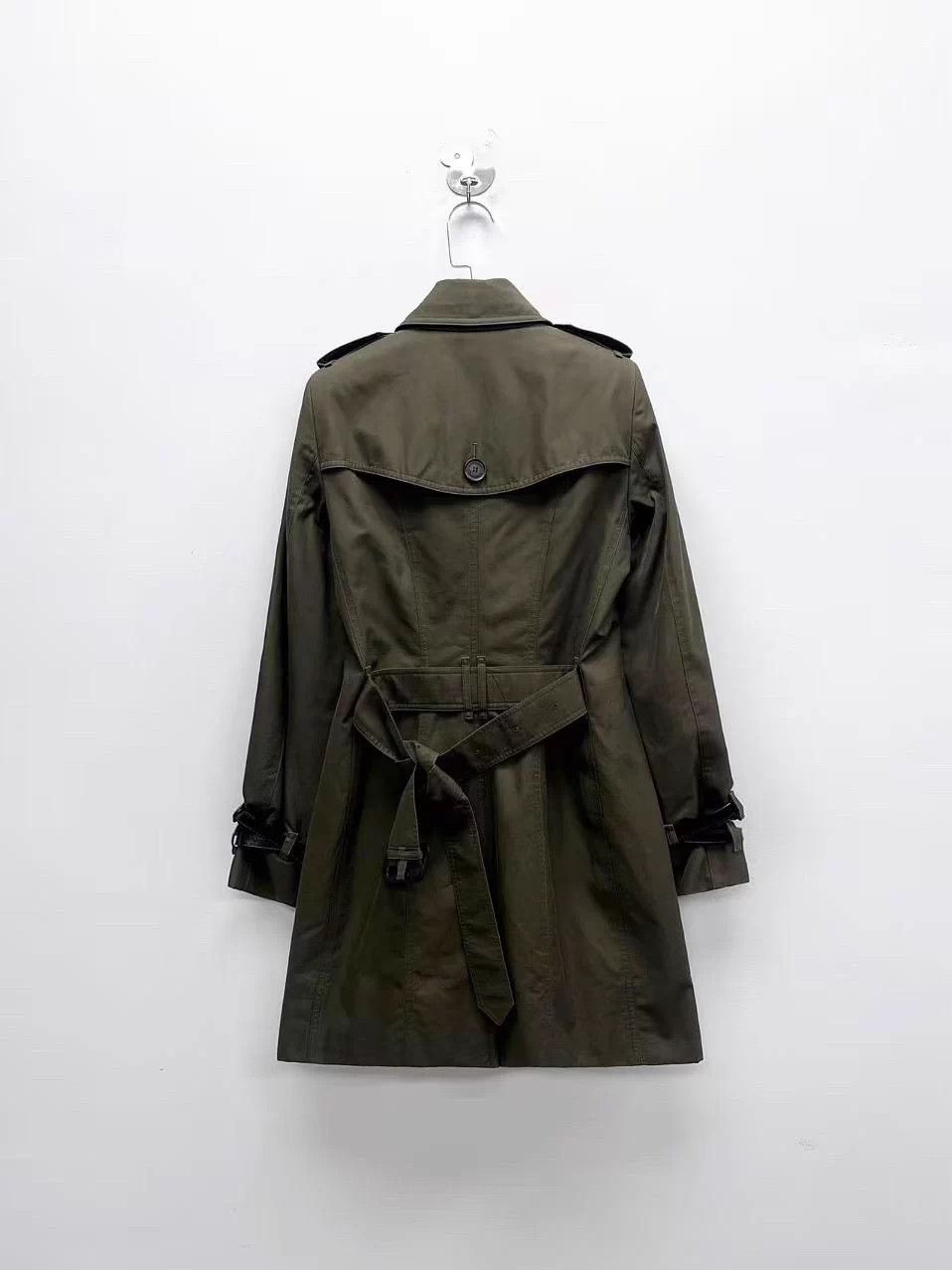 Burberry Burberry Brown-Green Leather-Button Cuff-Strap Trench UK4 Size XS / US 0-2 / IT 36-38 - 2 Thumbnail