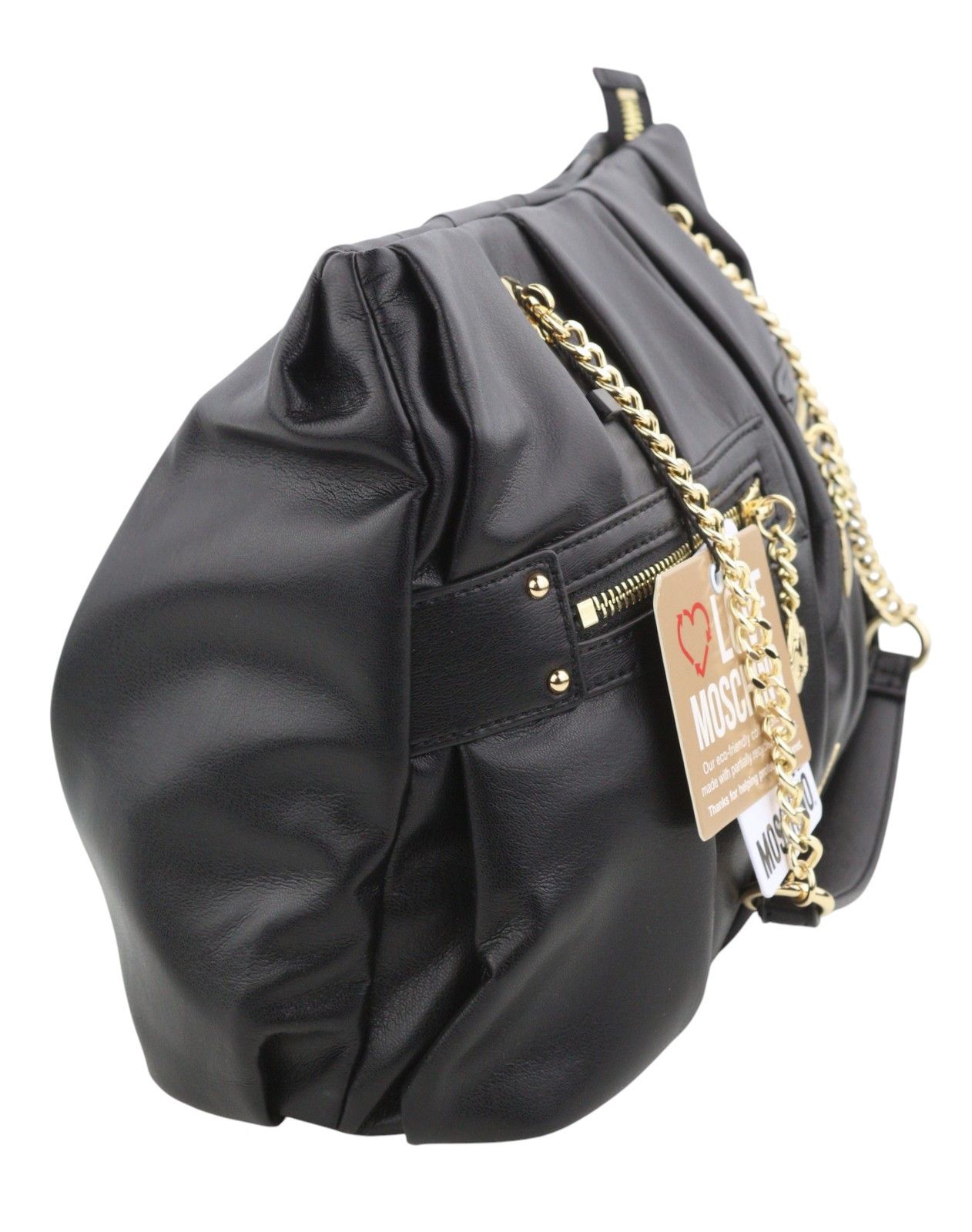 Love Moschino BORSA PU GRS NERO OS Gold Tone Handles 87740 Size ONE SIZE - 4 Thumbnail