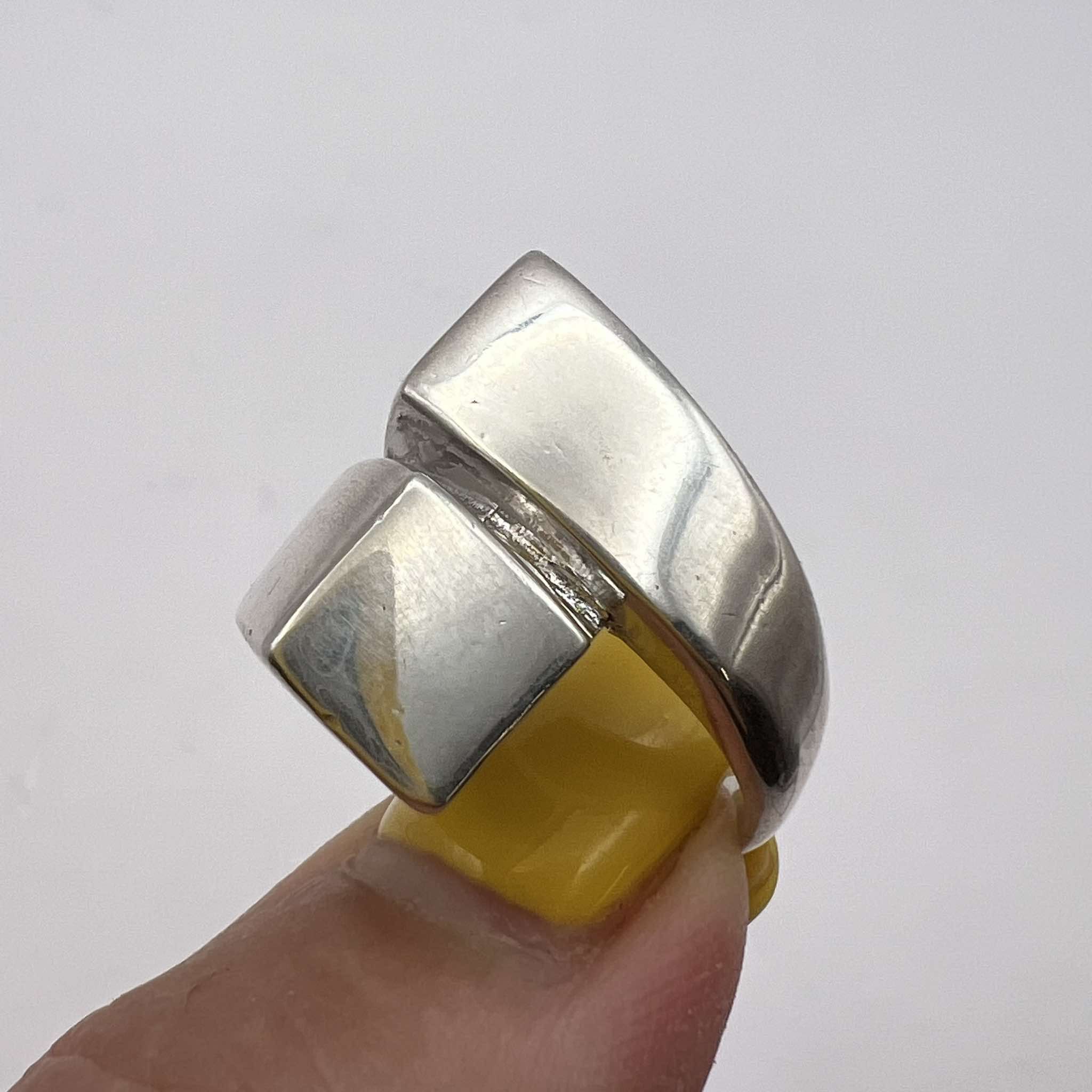 Vintage Geometric Vintage Sterling Silver 925 Ring Signed Size 8 Size ONE SIZE - 5 Thumbnail