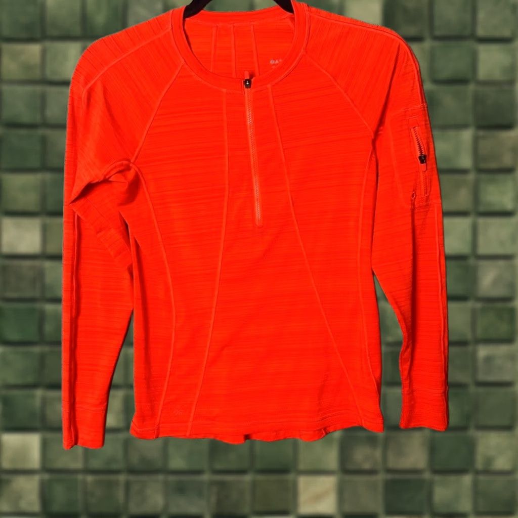 Athleta Woman Stretch Long Sleeve 1/4 Zip Pullover Top Pxs Petite Orange Sweatshirt Womens, Women's