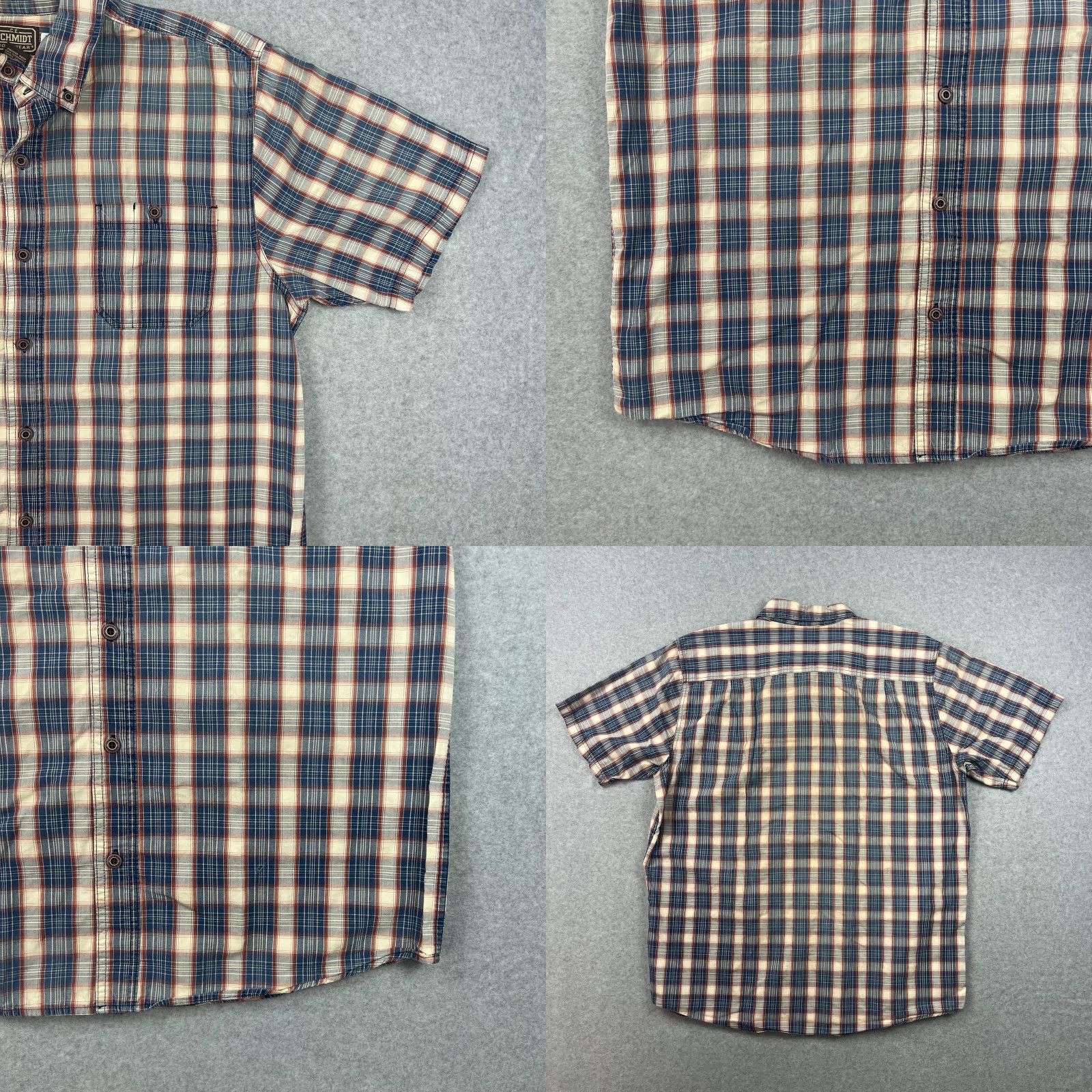 Vintage Schmidt Workwear Shirt Mens Large Blue Red Plaid Button Up Short Sleeve Outdoor Size US L / EU 52-54 / 3 - 8 Thumbnail
