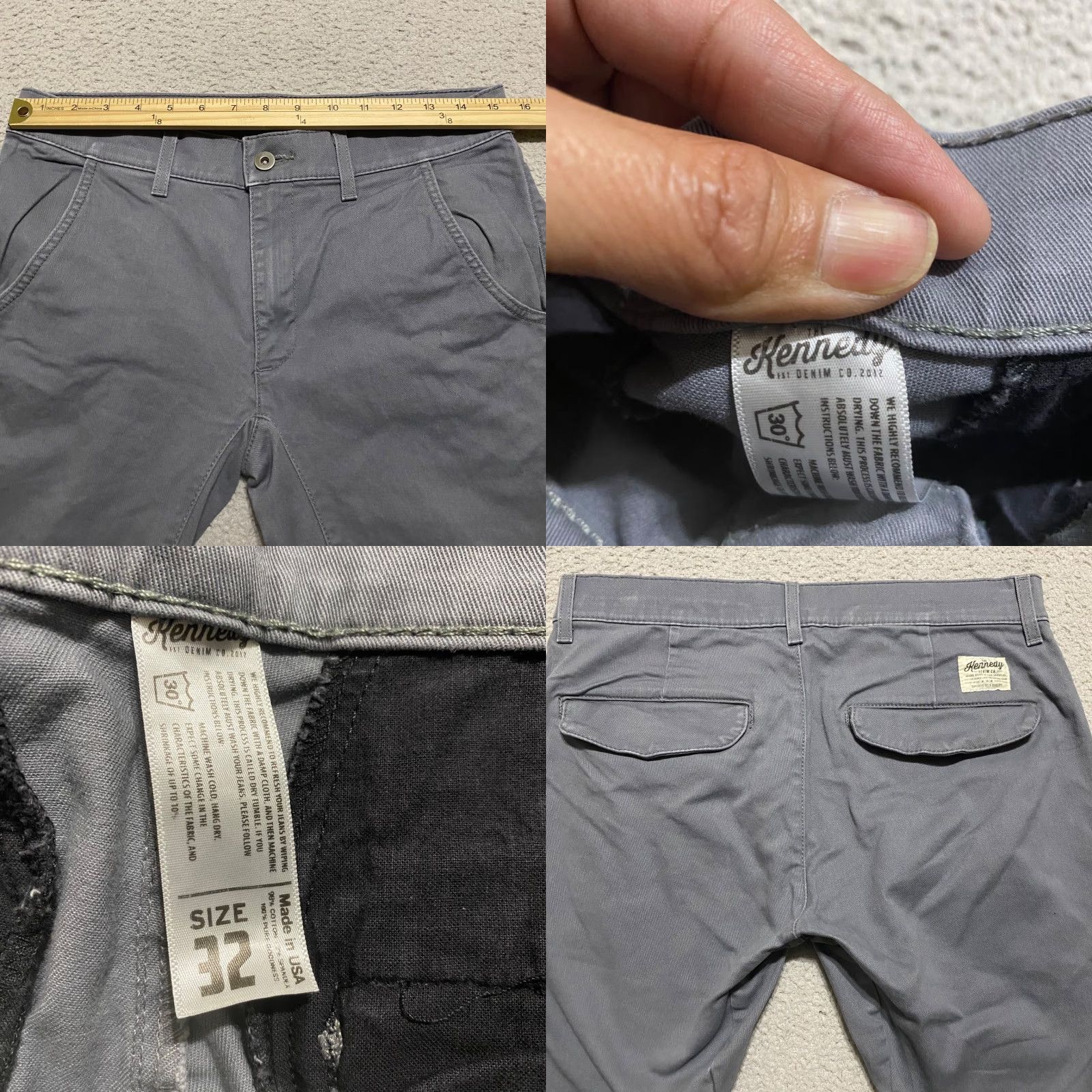 Vintage Kennedy Chino Pants Mens Slim Low Rise Gray 32 28 Inseam Cotton Straight/Flat Front Pockets/Slash Pocket Tapered Casual Workwear Spring Summer Fall Size US 32 / EU 48 - 8 Thumbnail