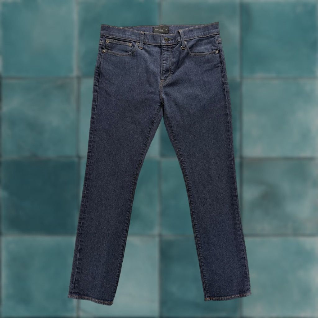 J.Crew J.Crew 484 Jeans Mens 35x32 Dark Blue Stretch Denim Pants Slim Straight Regular Inseam 31 Zip Pocket Logo Vintage No Size US 35 - 1 Thumbnail