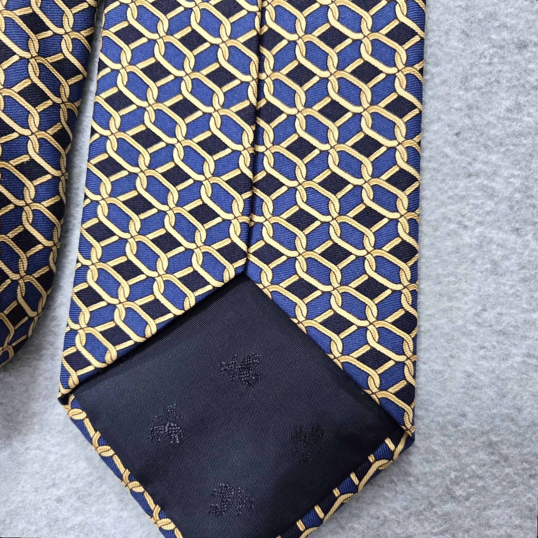 Brooks Brothers Brooks Brothers Tie Mens Silk Geometric Chain Print Made USA Classic Dress Necktie Navy Gold, One Size, Woven, Logo Accents, Mens Size ONE SIZE - 6 Thumbnail