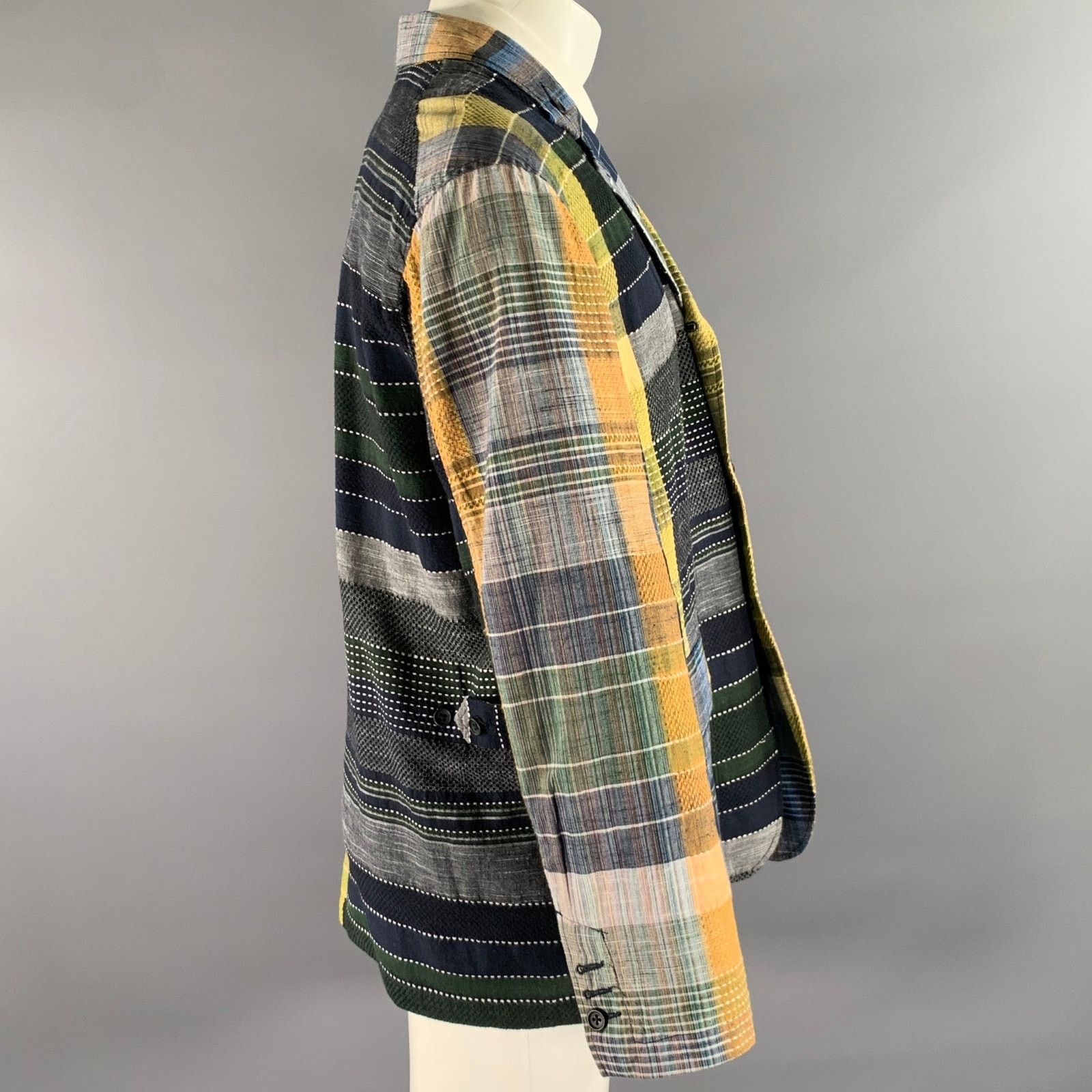 Engineered Garments ENGINEERED GARMENTS Navy Orange Patchwork Cotton Sport Coat Size US M / EU 48-50 / 2 - 3 Thumbnail