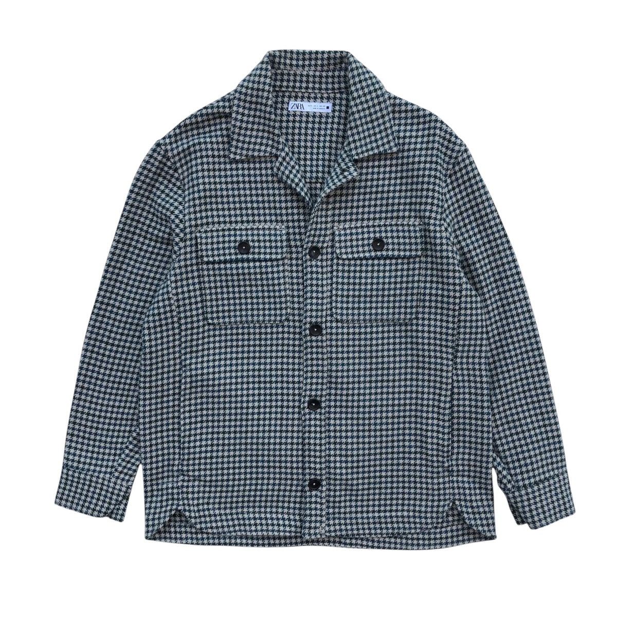 Zara ZARA Green and Beige Houndstooth Shirt Jacket Size US L / EU 52-54 / 3 - 1 Thumbnail