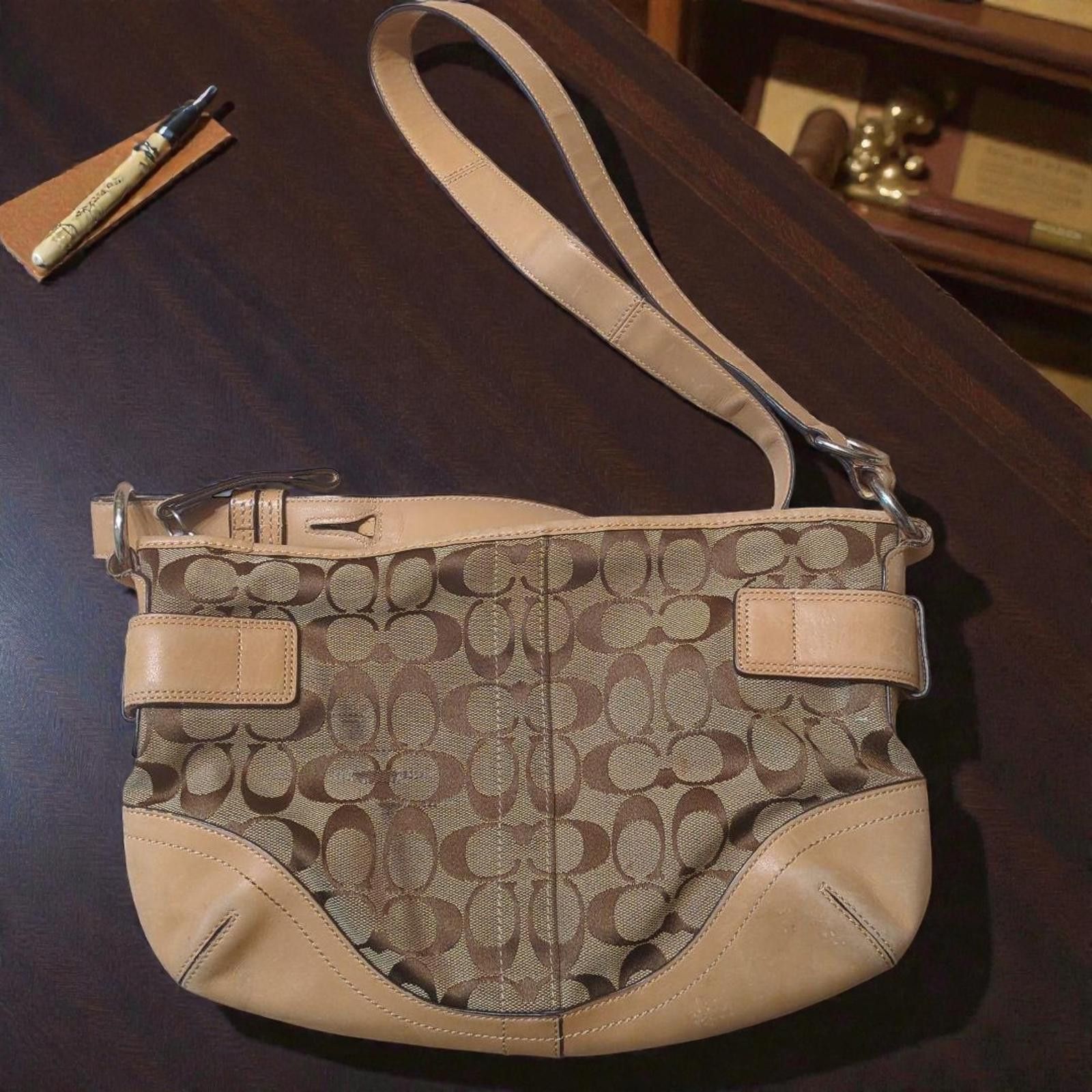 Coach - Signature Canvas and Leather Shoulder Bag