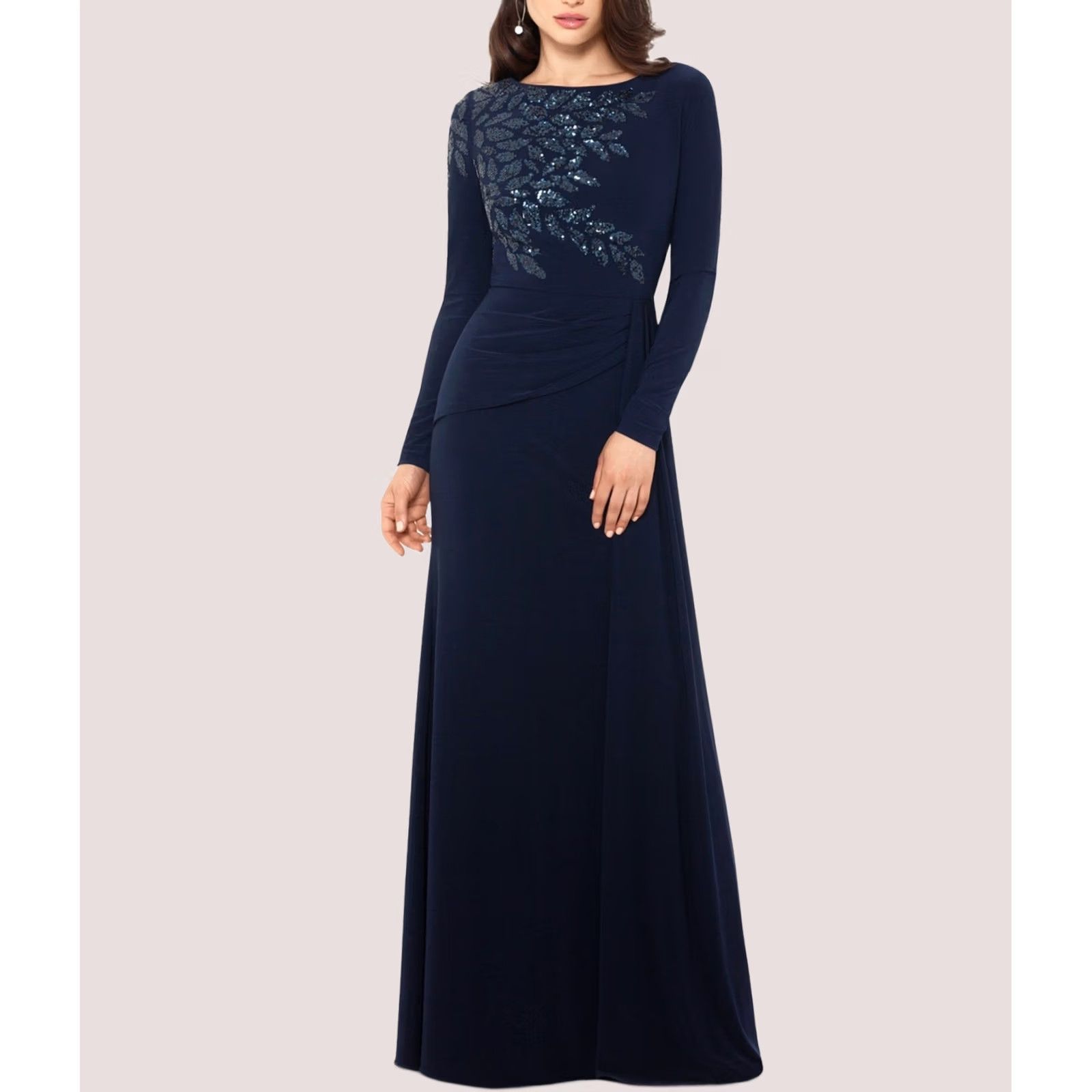 Vintage XSCAPE Womens Gown Dress navy 10 Ruched Size L / US 10 / IT 46 - 1 Thumbnail