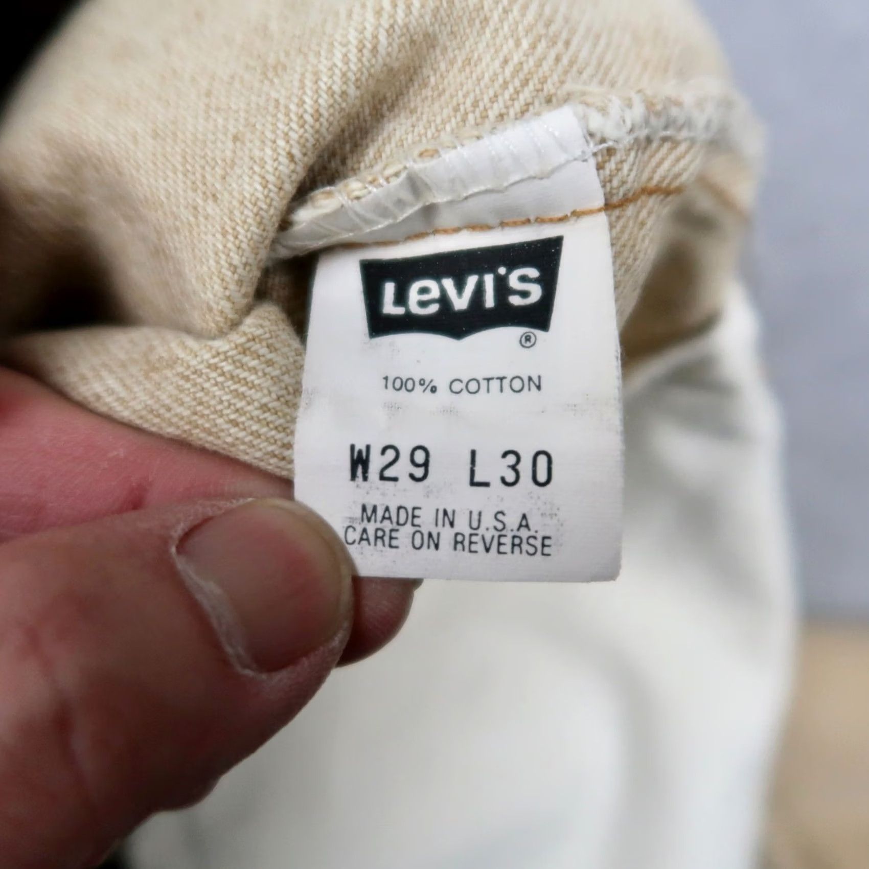 Levi's VINTAGE Levi's 550 Jeans Men's 29x30 Tan Denim Relaxed Fit USA Made 90s 5-Pocket Style Mens Size US 29 - 4 Thumbnail