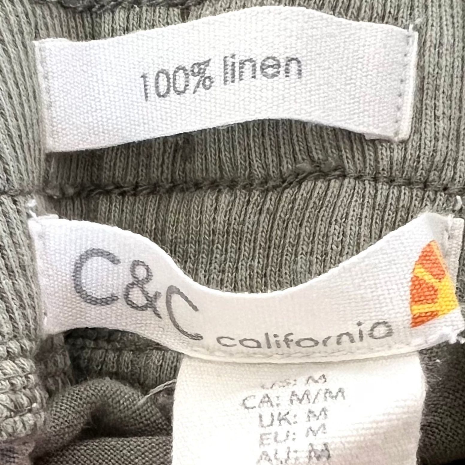 Vintage C&C California 100% Linen Jogger Pants Pull On Womens Sage Green Sz M Shirt/Women's Jogger Linen Solid 90s? Size 32" / US 10 / IT 46 - 6 Thumbnail