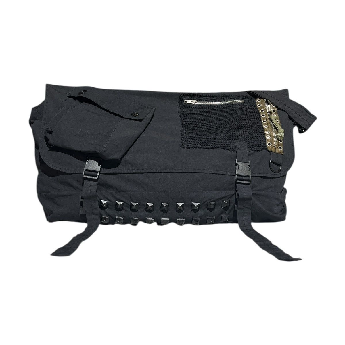Undercover SS06 “T” studded cargo multistrap mesh layer bag | Grailed