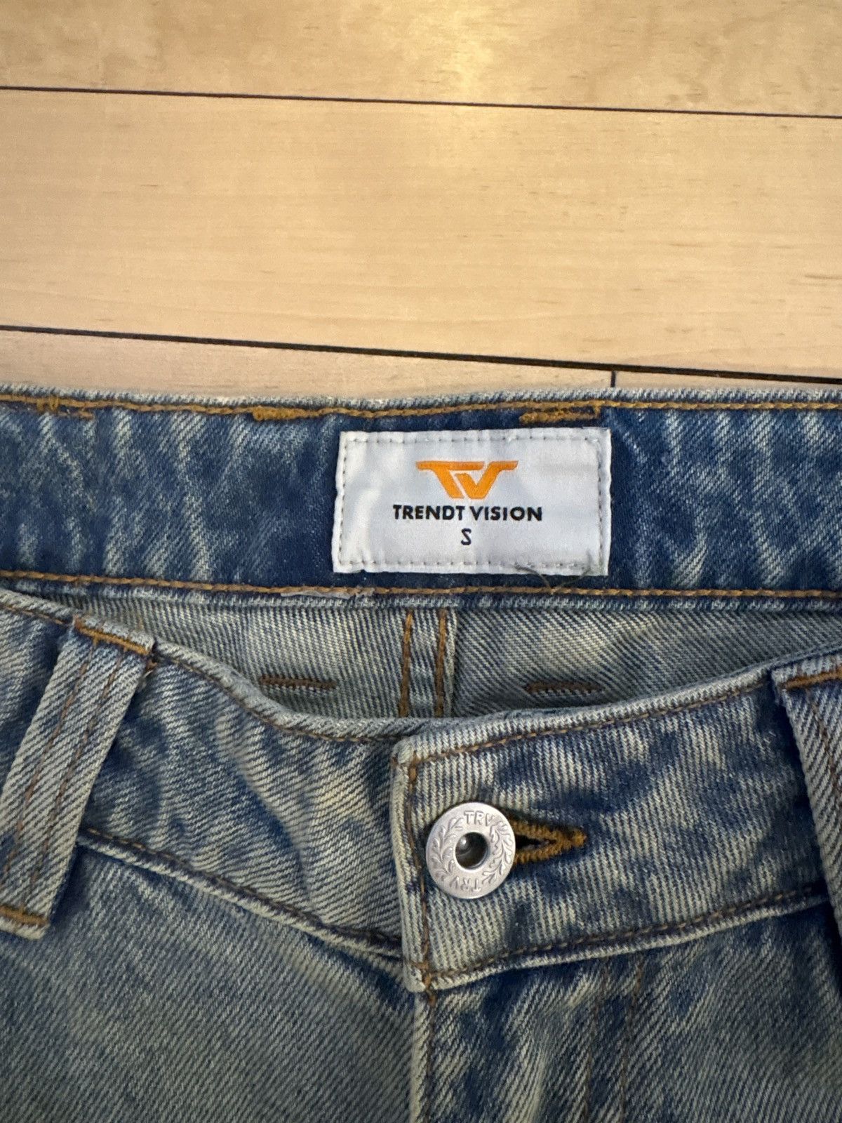 Trendt Vision Trendt Vision Repaired Construction Denim Jeans Blue Size US 31 - 4 Thumbnail