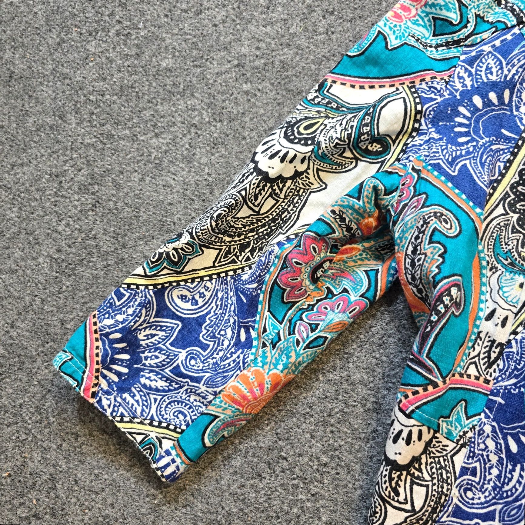 Vintage Chicos Jacket Womens Large Blue Paisley Linen 3/4 Sleeve Open Blazer Casual Size L / US 10 / IT 46 - 4 Thumbnail