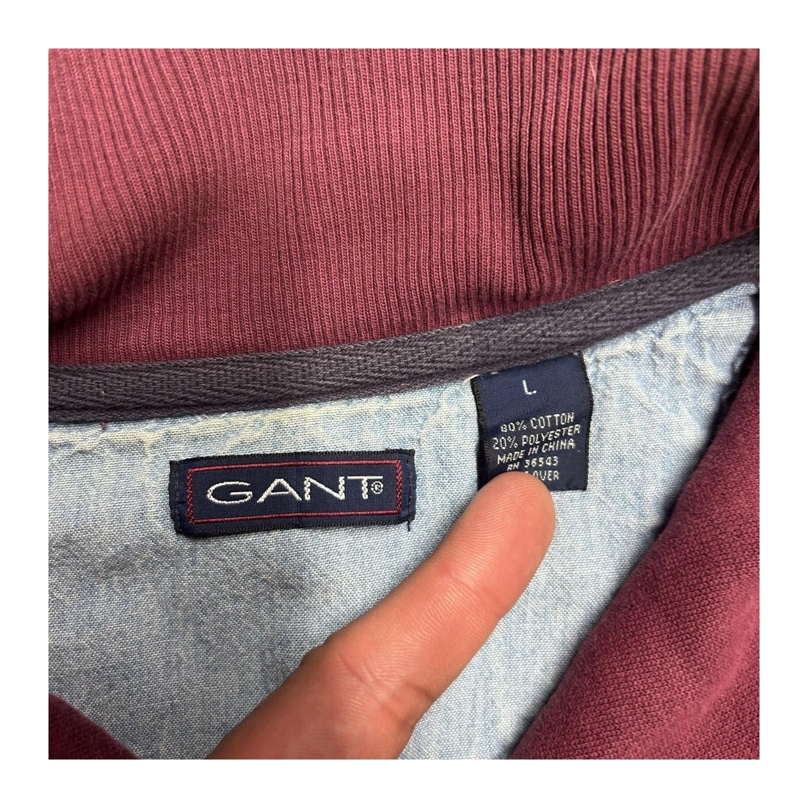 Gant Gant 1/4 Quarter Zip Crewneck Sweatshirt Pullover Burgundy L Size US L / EU 52-54 / 3 - 2 Thumbnail