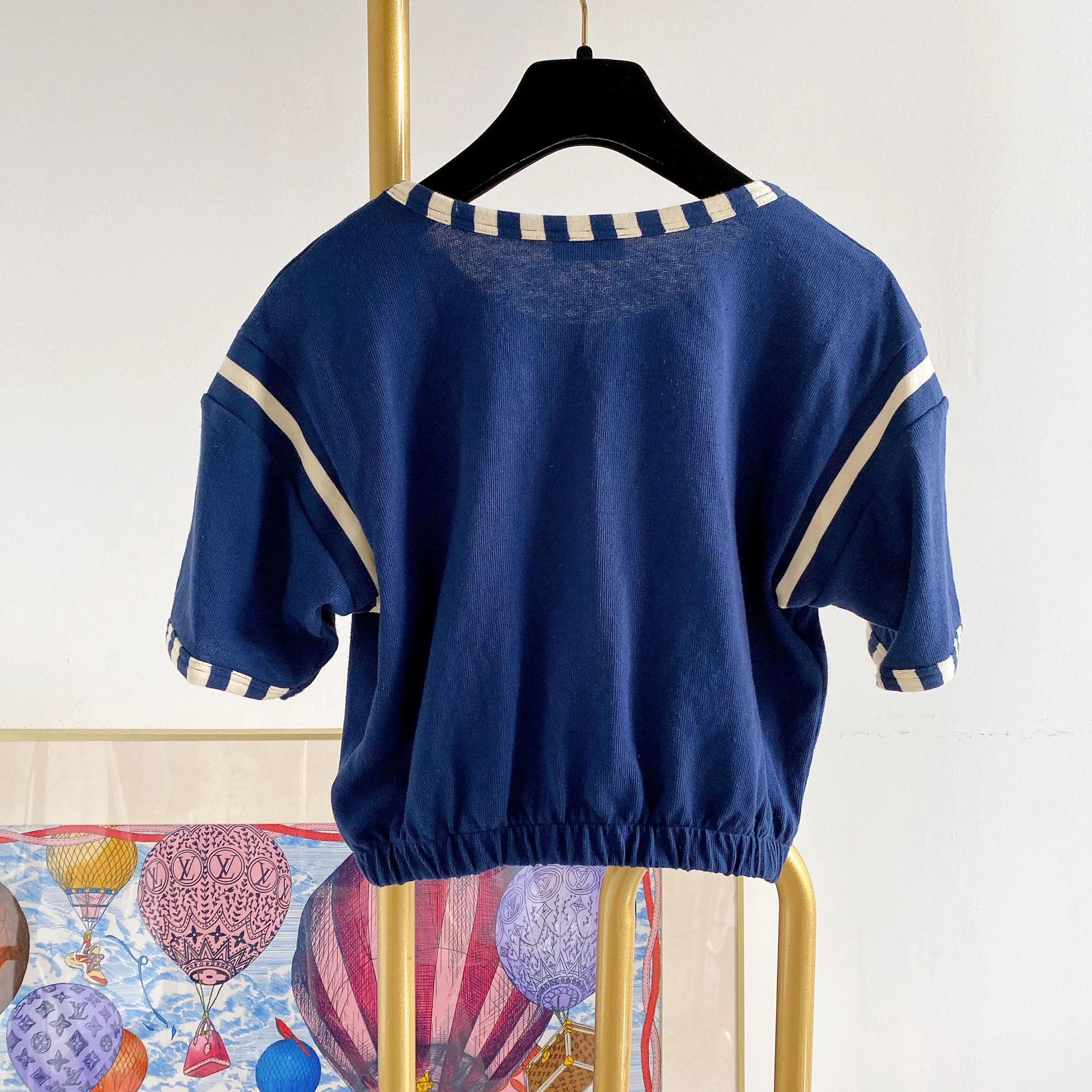 Saint Laurent Paris Saint Laurent Women's Blue T-shirt XS Size XS / US 0-2 / IT 36-38 - 2 Thumbnail