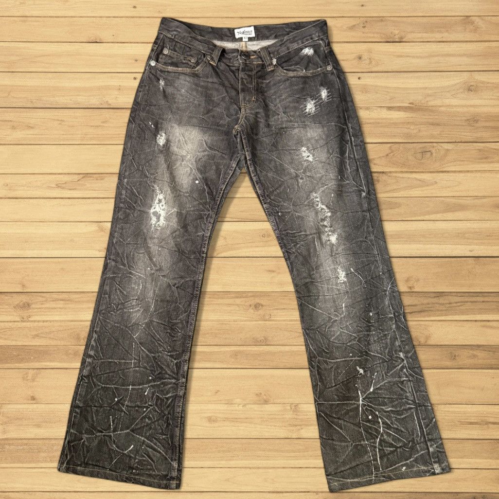 Le Grande Bleu (L.G.B.) 🔥🇯🇵 Y2K Archive Flared Glitter Paint Splatter Nylous Denim Size US 32 / EU 48 - 2 Thumbnail