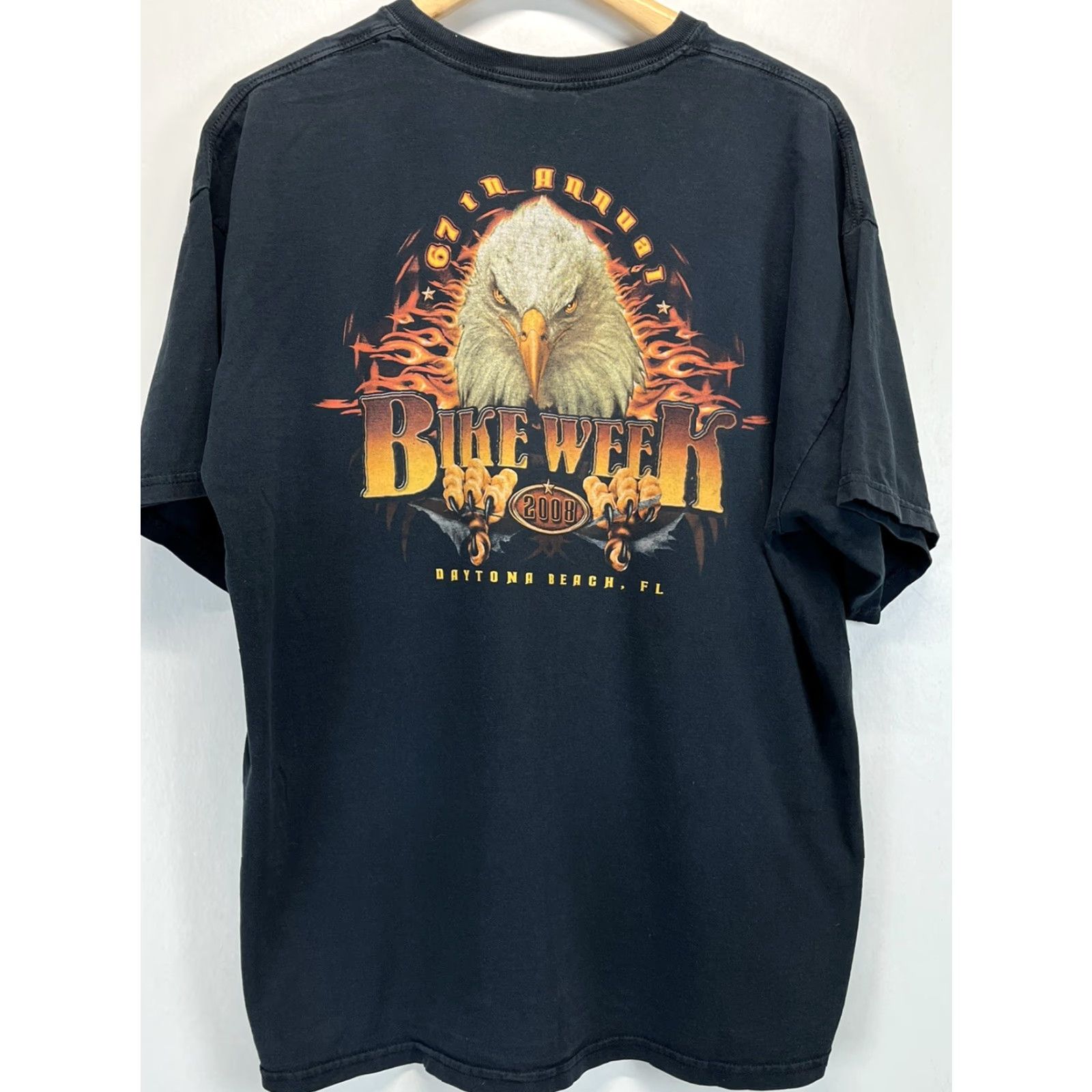 Gildan Bike Week TShirt 2008 Daytona Beach Florida 2XL Black Gildan Mens Crew Neck Short Sleeve Vintage? No; 2000s Era Shirt Size US XXL / EU 58 / 5 - 3 Thumbnail