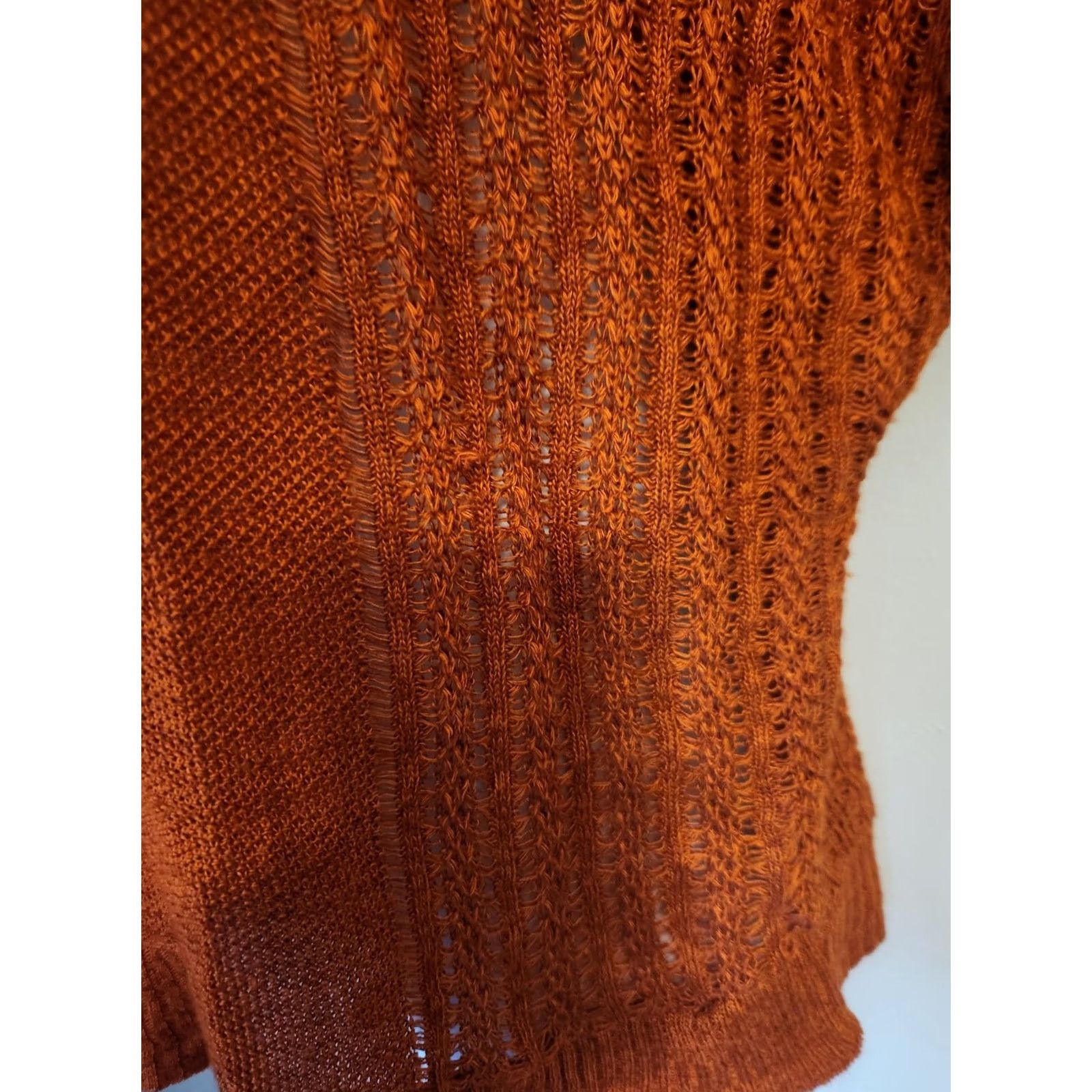 Vintage Dressbarn Woman Terracotta Orange Lightweight Knit Top Sweater 2X Dolman Sleeve Cardigan Style Shirt (No, it's a Sweater) Size XXL / US 16-18 / IT 52-54 - 3 Thumbnail