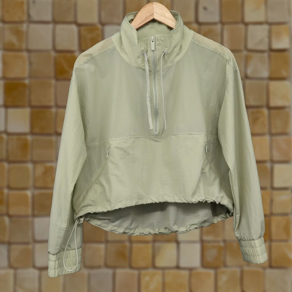 Vintage FLX Women's Mint Crackle Long Sleeve Half Zip Crop Jacket Sz M Shirt Adult Womens Green 1/2 Zip Lightweight Casual Size M / US 6-8 / IT 42-44 - 1 Thumbnail