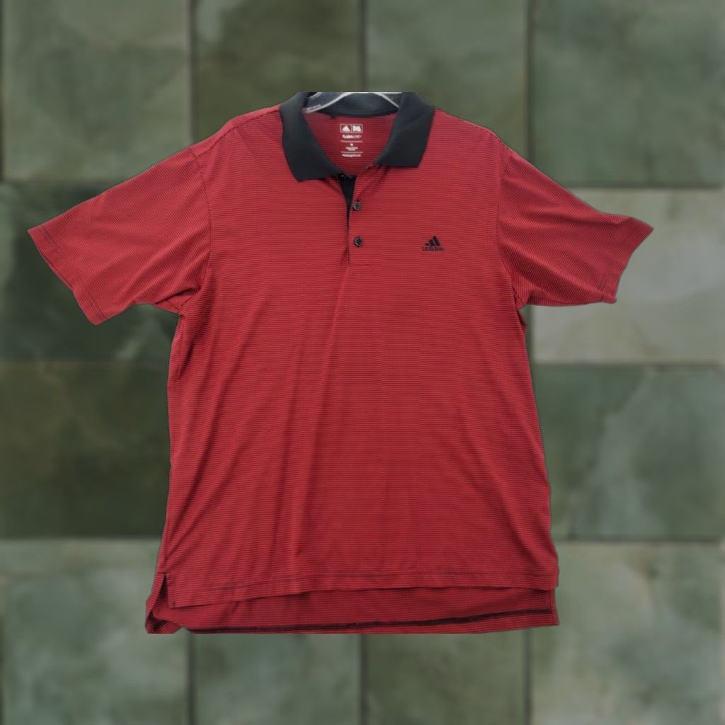 Adidas Adidas Polo Shirt Mens M Climalite Short Sleeve Red Stripes Logo Golf Shirt Size US M / EU 48-50 / 2 - 1 Thumbnail