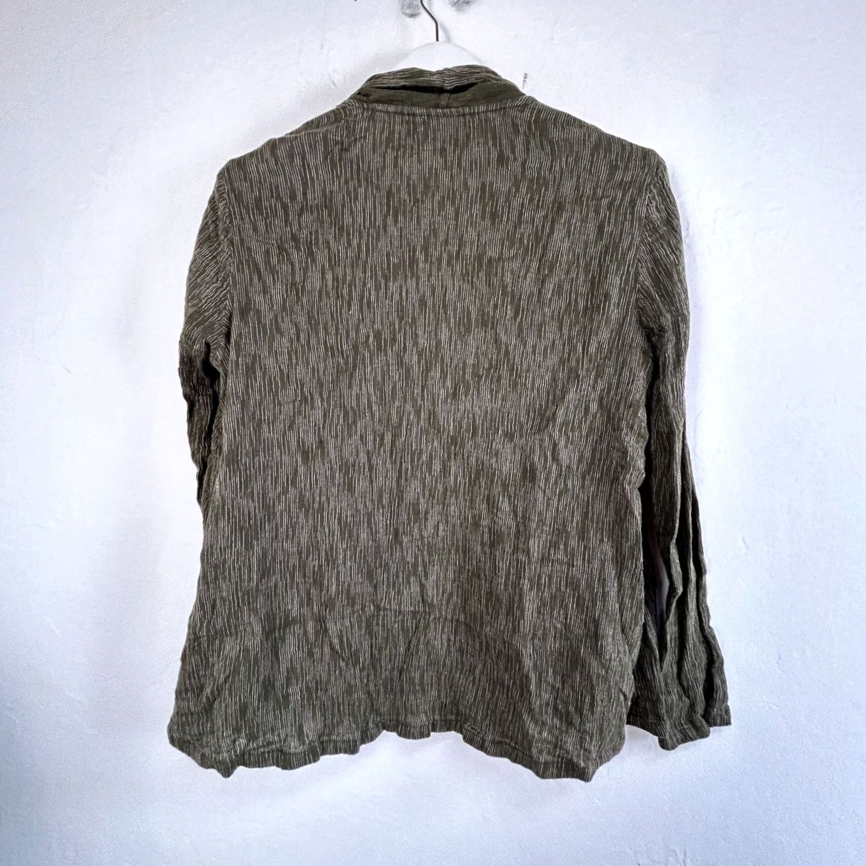 J. Jill Pure Jill Womens Olive Green Open Front Striped Cardigan Jacket Medium Cotton Size M / US 6-8 / IT 42-44 - 2 Thumbnail