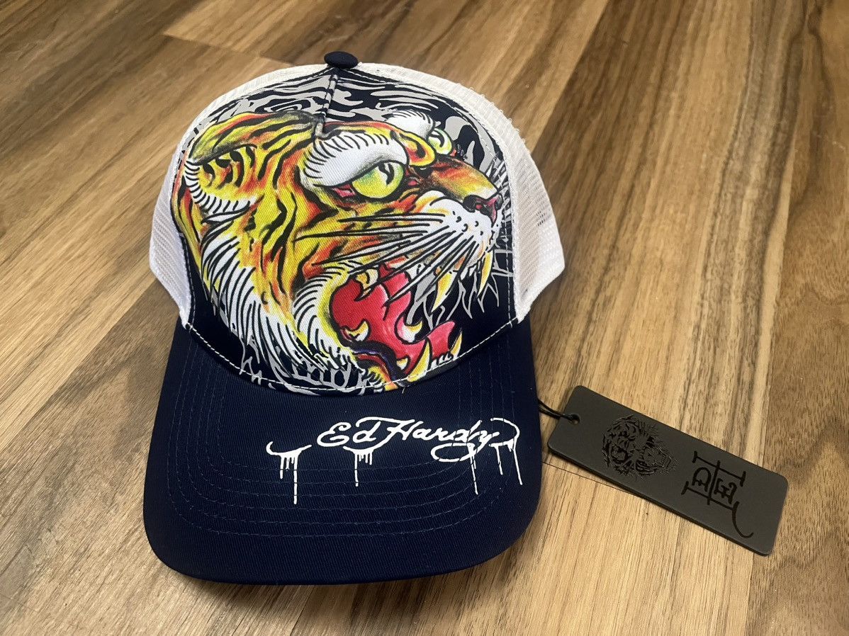Ed Hardy × Vintage Ed Hardy Tiger Trucker Hat New Vintage Y2K Size ONE SIZE - 1 Thumbnail
