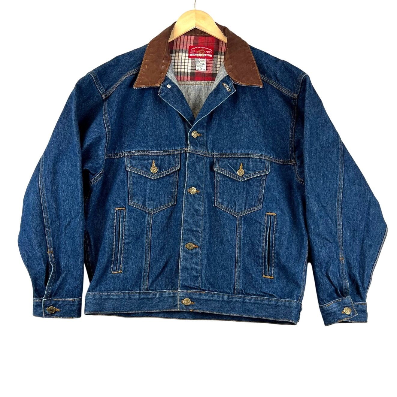 Marlboro Vintage Marlboro Country Store Denim Jacket L Blue Leather Size US L / EU 52-54 / 3 - 1 Thumbnail
