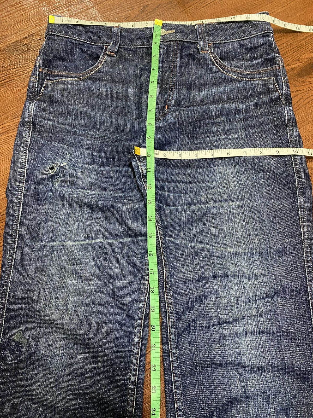Japanese Brand Vintage Japanese Brands Blue Wash Distressed Flare Jeans Size US 31 - 14 Thumbnail