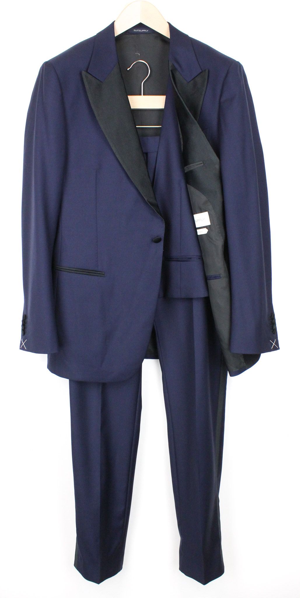 image of Suitsupply Lazio Uk42R Tux Slim 3-Piece Blue Wool S130 Suit 67636, Men's