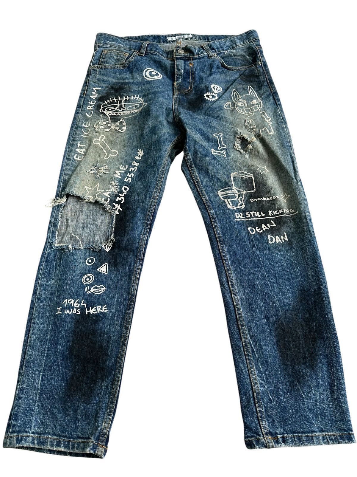 Hysteric Glamour ARCHIVE BRIDGE DISTRESSED WASHED JEANS SECTION PUNK STYLE Size US 31 - 2 Thumbnail