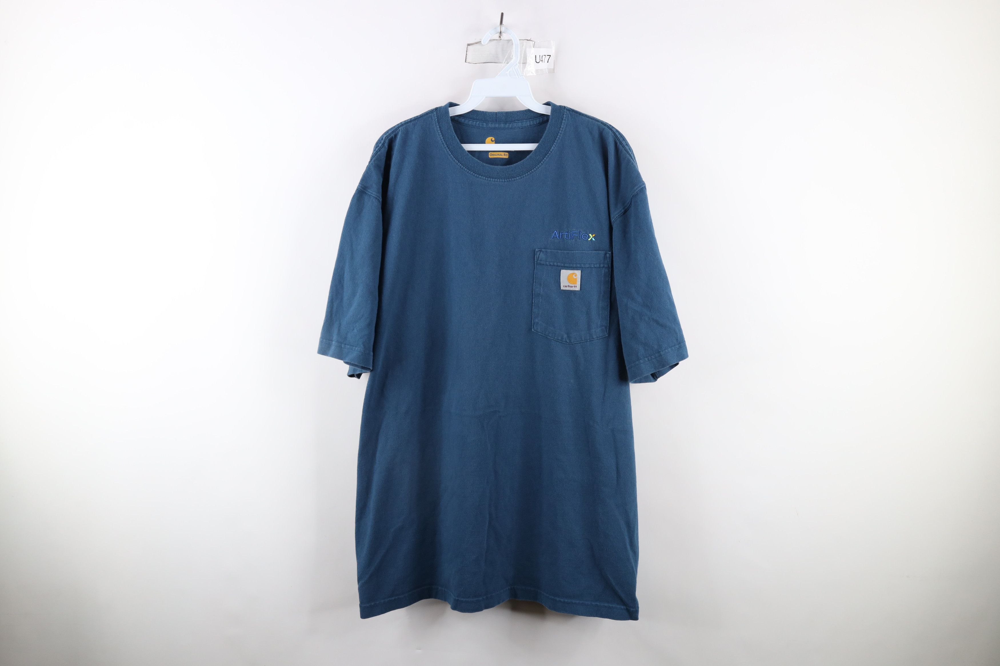 Carhartt × Vintage Vintage Carhartt Out Heavyweight Pocket T-Shirt Blue Cotton Size US XL / EU 56 / 4 - 1 Thumbnail