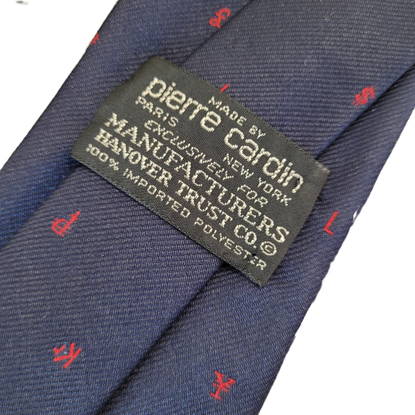 Pierre Cardin Pierre Cardin Silk Necktie Navy w/Red Currency Symbols & Box Size ONE SIZE - 2 Thumbnail
