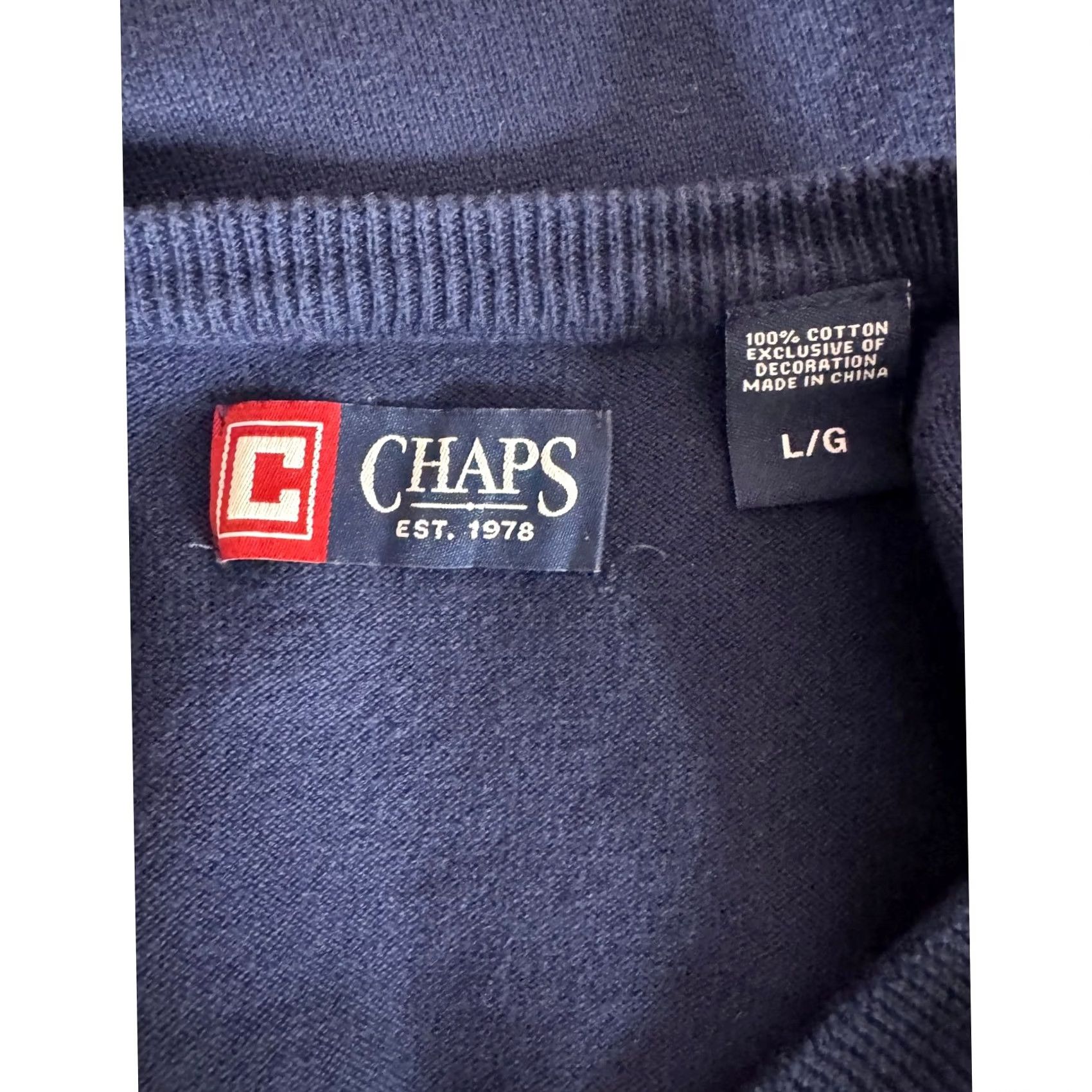 Chaps Chaps Mens Navy Blue Argyle Knit Vest L Cotton Sleeveless Sweater Vest Bohemian? Authentic Size US L / EU 52-54 / 3 - 7 Thumbnail