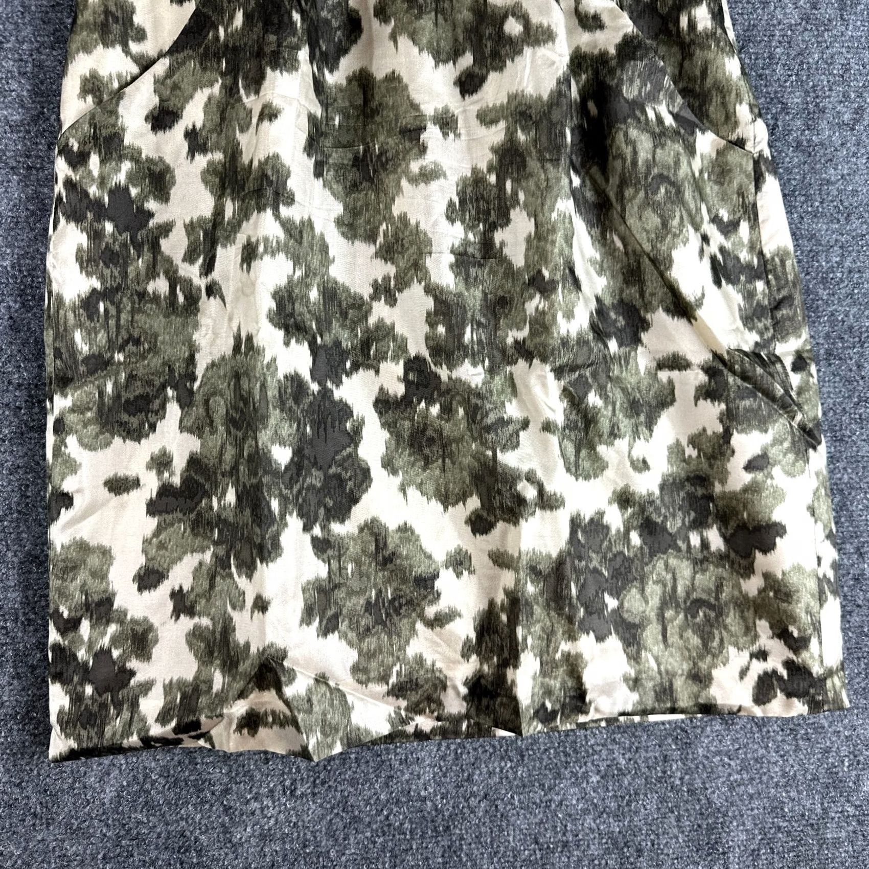 J.Crew J Crew Dress Womens Size 4 Silk Strapless Bustier Boned Zip Lined Ikat Print Green Size S / US 4 / IT 40 - 2 Thumbnail