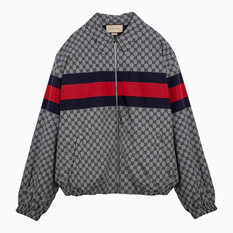 Gucci Gucci Blue Zip Jacket With Gg Print In Cotton | Grailed