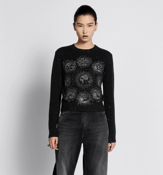 Dior o1w1db10725 424S57 Embroidered Sweater in Black Size XL / US 12-14 / IT 48-50 - 4 Thumbnail