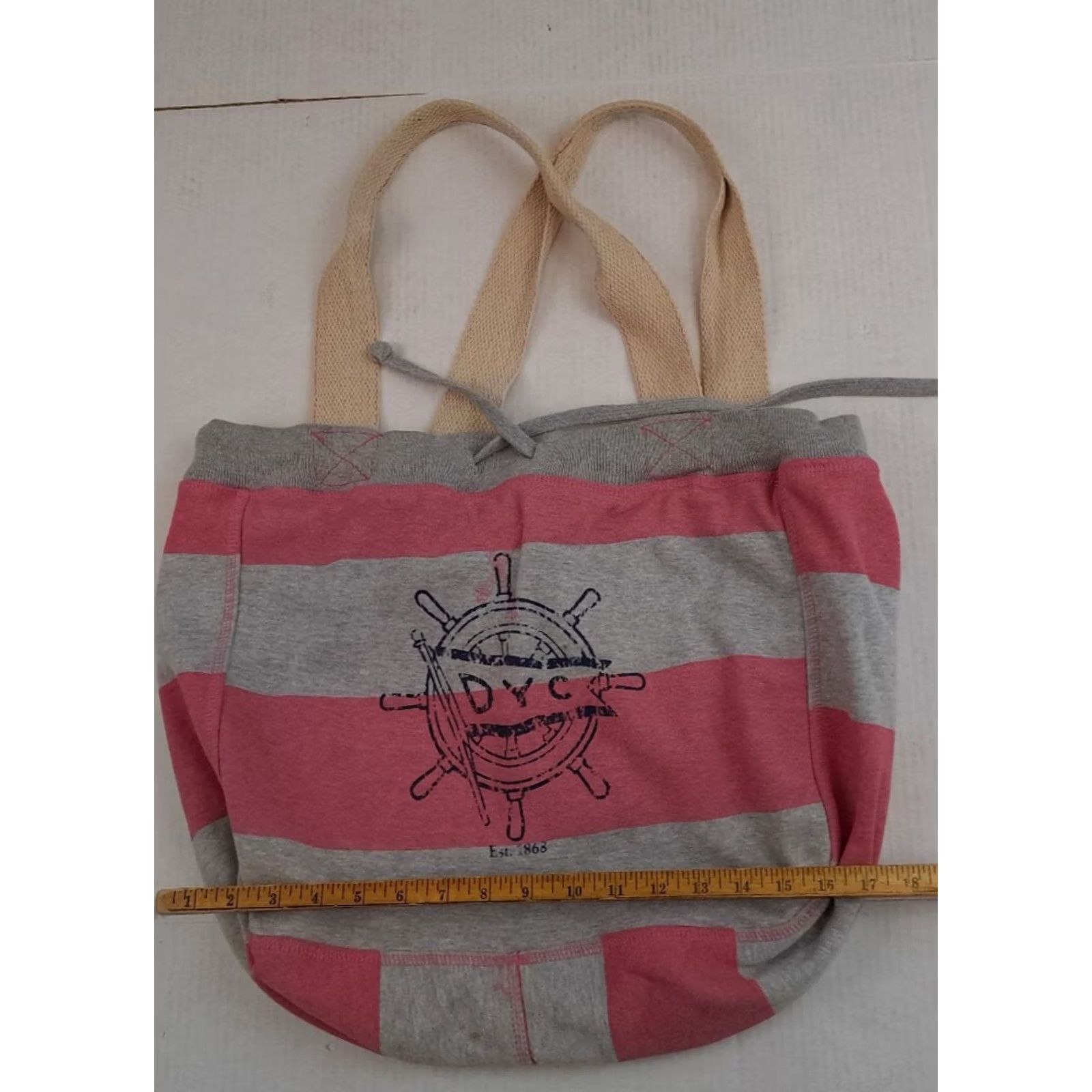 Vintage VINTAGE MV Sport Tote Bag Womens Large Alabaster Pink Cotton 15x15 Travel Drawstring Canvas Handle Size ONE SIZE - 7 Thumbnail