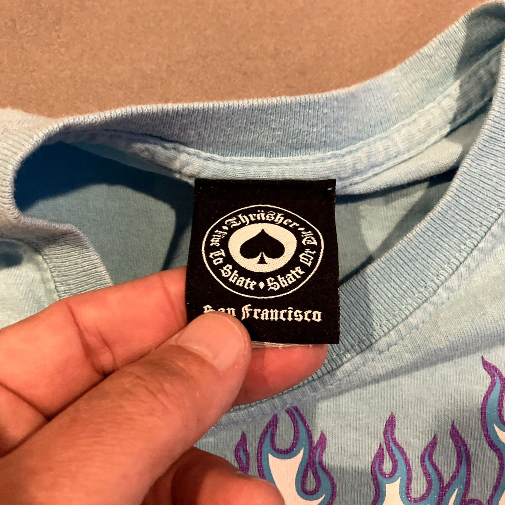Thrasher Thrasher Magazine Short Sleeve T Shirt - M - Light Blue / Purple Flames - Skater - Logo - Men Size US M / EU 48-50 / 2 - 3 Thumbnail