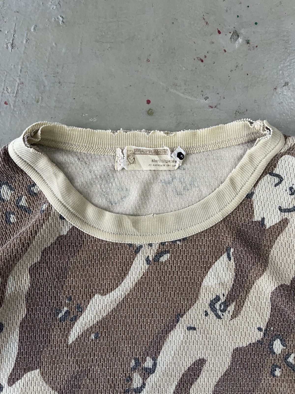 Bape Thrashed Distressed Color Camo Thermal Long Sleeve Tee