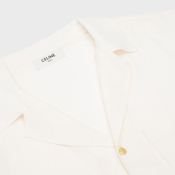Celine o1bcso1str0924 Cropped Shirt In Silk Crepe in White Size XS / US 0-2 / IT 36-38 - 3 Thumbnail