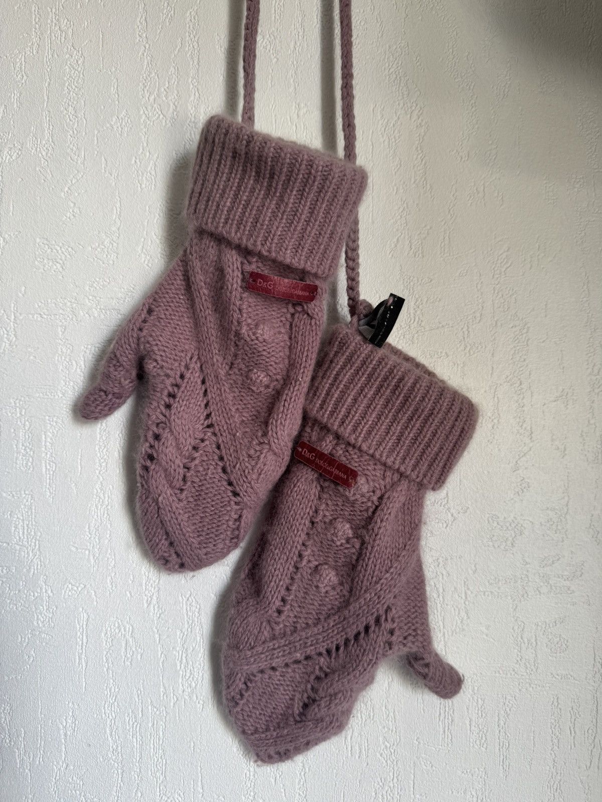 Dolce & Gabbana Dolce & Gabbana D&G Archive Knit Mittens Pink Wool Gloves Size ONE SIZE - 4 Thumbnail