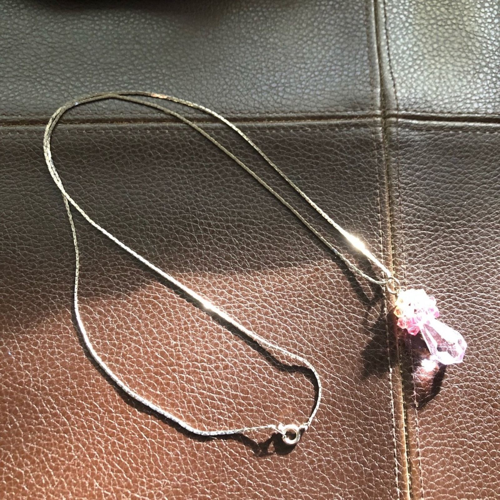 Jewelry Faceted pink glass crystal cluster pendant necklace Size ONE SIZE - 6 Thumbnail