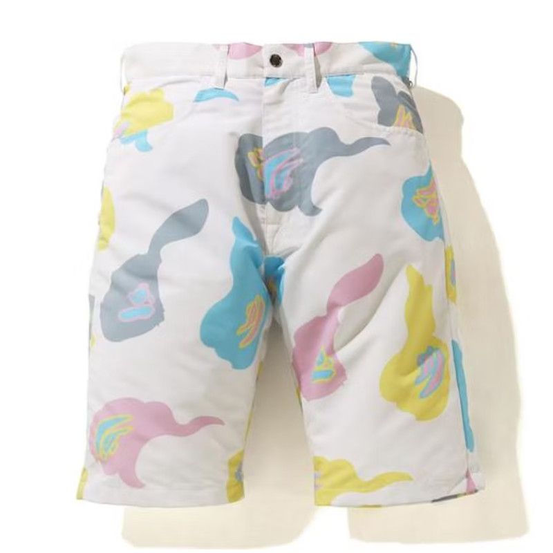 image of Bape Def Camo Wide Shorts in White, Men's (Size 34)