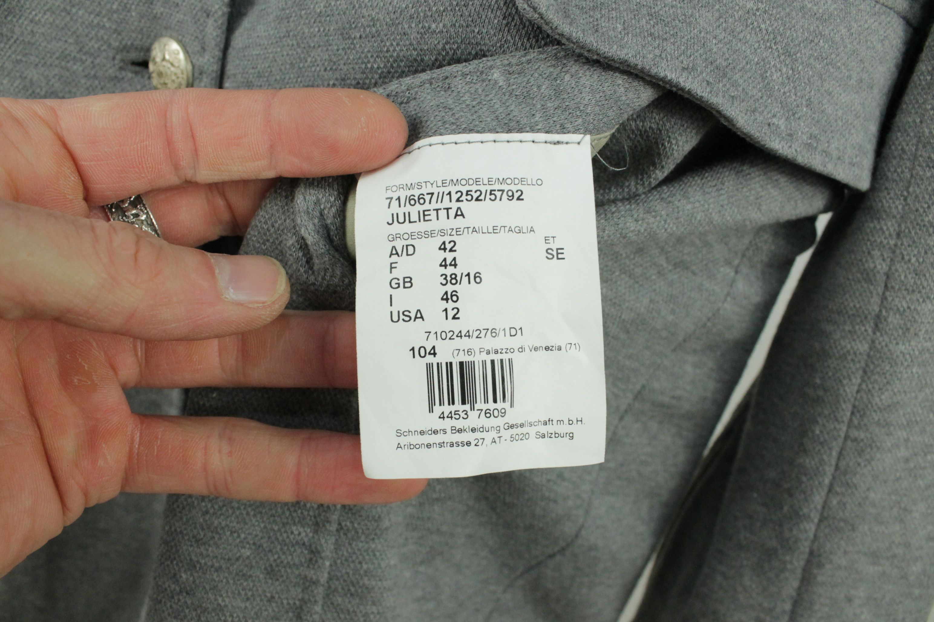 Schneiders Schneiders Salzburg Julietta Steel Button Gray Cotton Coat Size L / US 10 / IT 46 - 8 Thumbnail