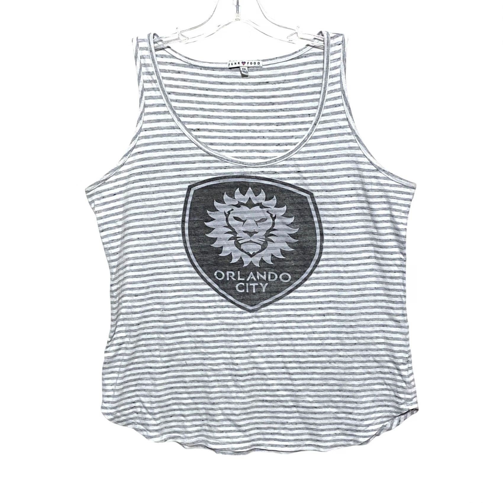 Junk Food Junk Food Orlando City Soccer FC Striped Gray Tank Top Shirt Womens XXL Sporty Size XXL / US 16-18 / IT 52-54 - 2 Thumbnail