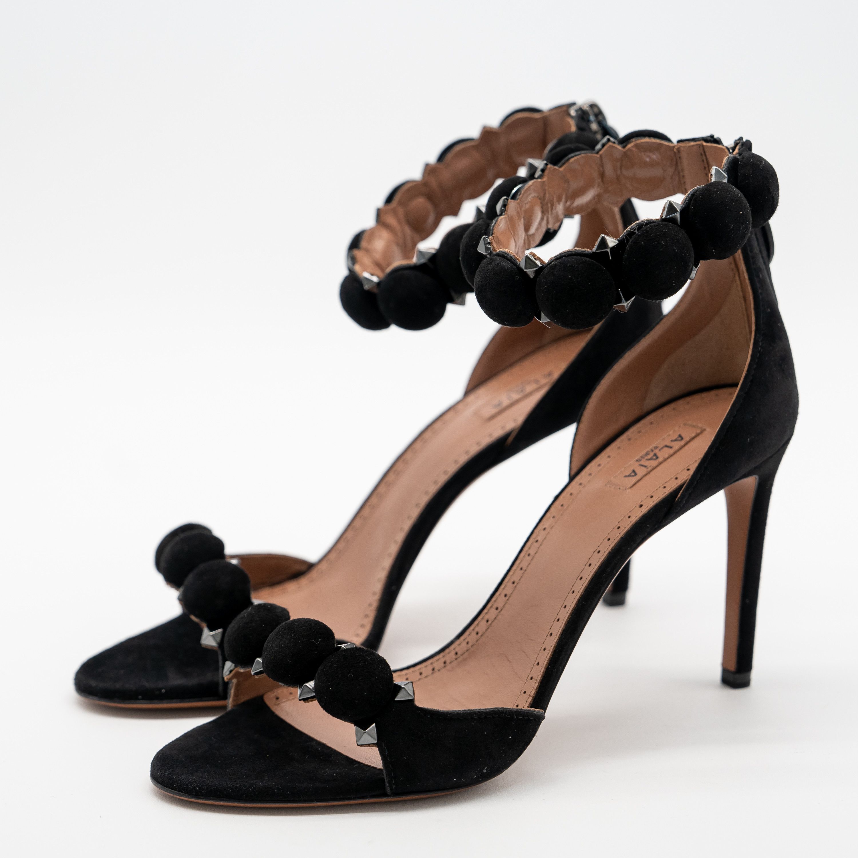 Alaia 38eu 8 US Alaia La Bombe 90 Black Sandals Strap Suede Heels Size US 7 / IT 37 - 1 Thumbnail