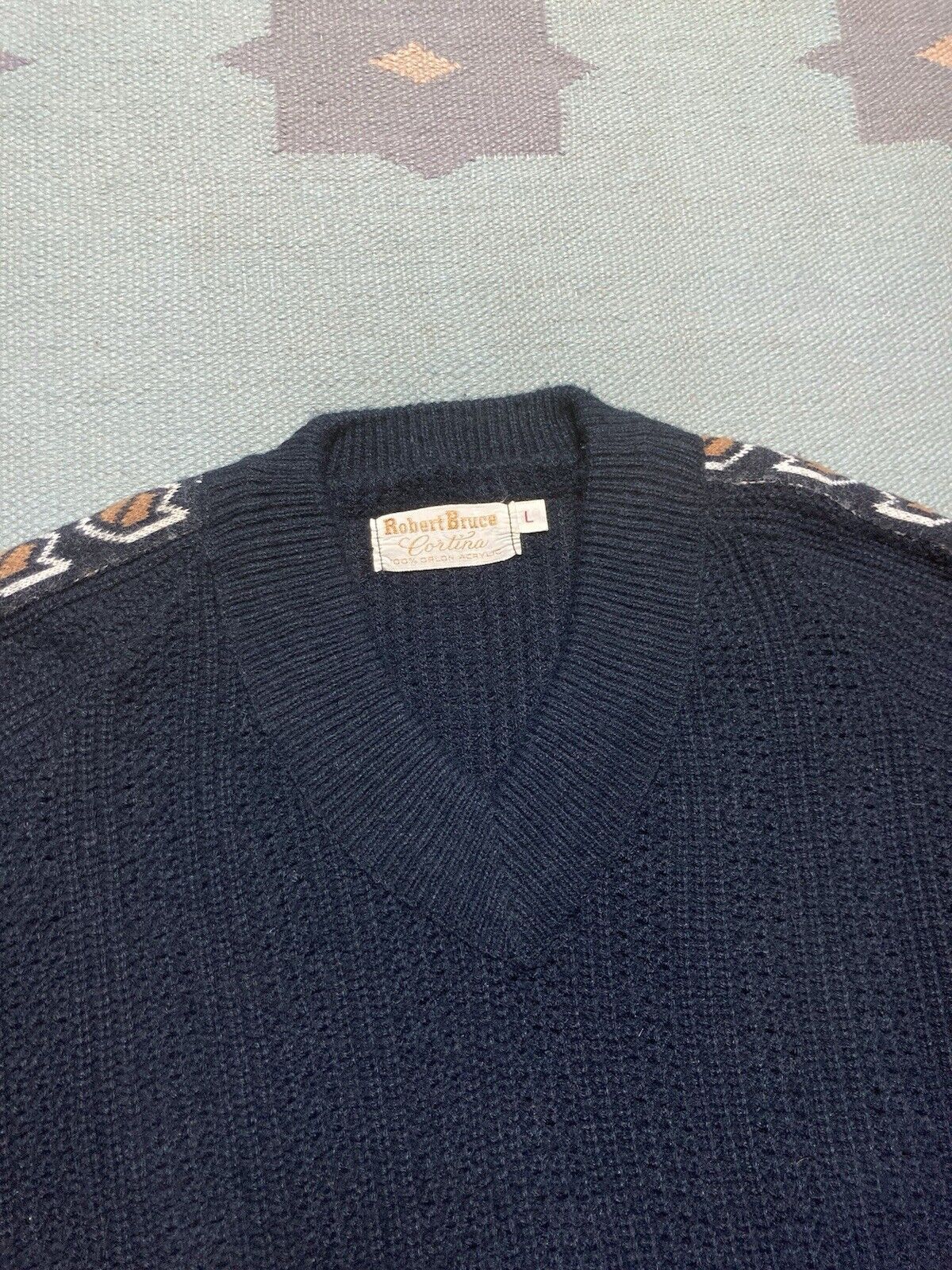 Robert Bruce × Vintage 60s knit sweater Robert Bruce v neck acrylic soft shaggy L Size US L / EU 52-54 / 3 - 2 Thumbnail