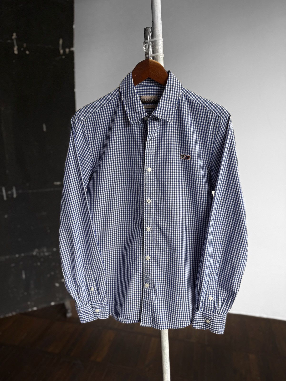 Napapijri Napapijri Mens Gingham Check Slim Fit Long Sleeve Shirt Size US S / EU 44-46 / 1 - 1 Thumbnail