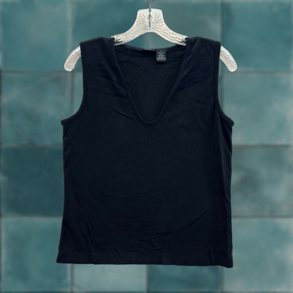 Mossimo VINTAGE Mossimo Top Shirt L Black Sleeveless V-Neck Y2K Minimalist Corpcore Office Mens Size L / US 10 / IT 46 - 1 Thumbnail